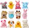 12 Pack Easter Eggs Filled with Mini Animal Plush Toy Set, Cute Small Stuffed Basket Animal Keychain Set